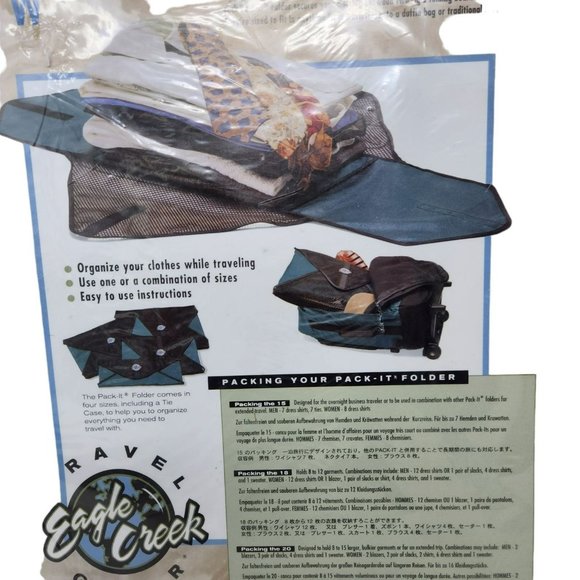 Brand New in Pkg. EAGLE CREEK TRAVEL GEAR Pack-It Garment Folder 18 Black Mesh - Picture 6 of 13